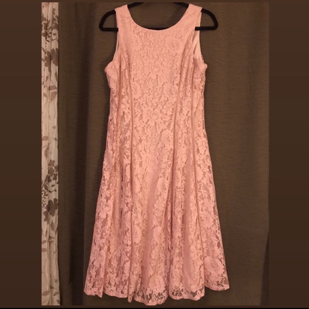 New Danny & Nicole Pink Midi Lace Dress - Picture 3 of 3